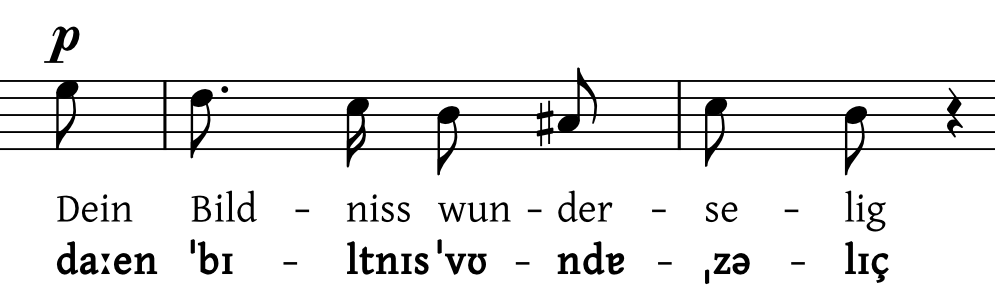 Robert Schumann, Intermezzo aus op. 39, 1. Verszeile | Primär- und Sekundärbetonungen